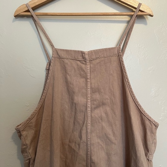 Monki Nobu Cotton Dungaree Romper In Beige - Picture 14 of 14